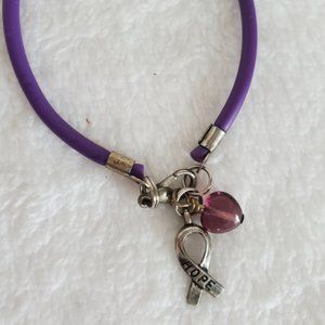Purple Leather HOPE and HEART Bracelet